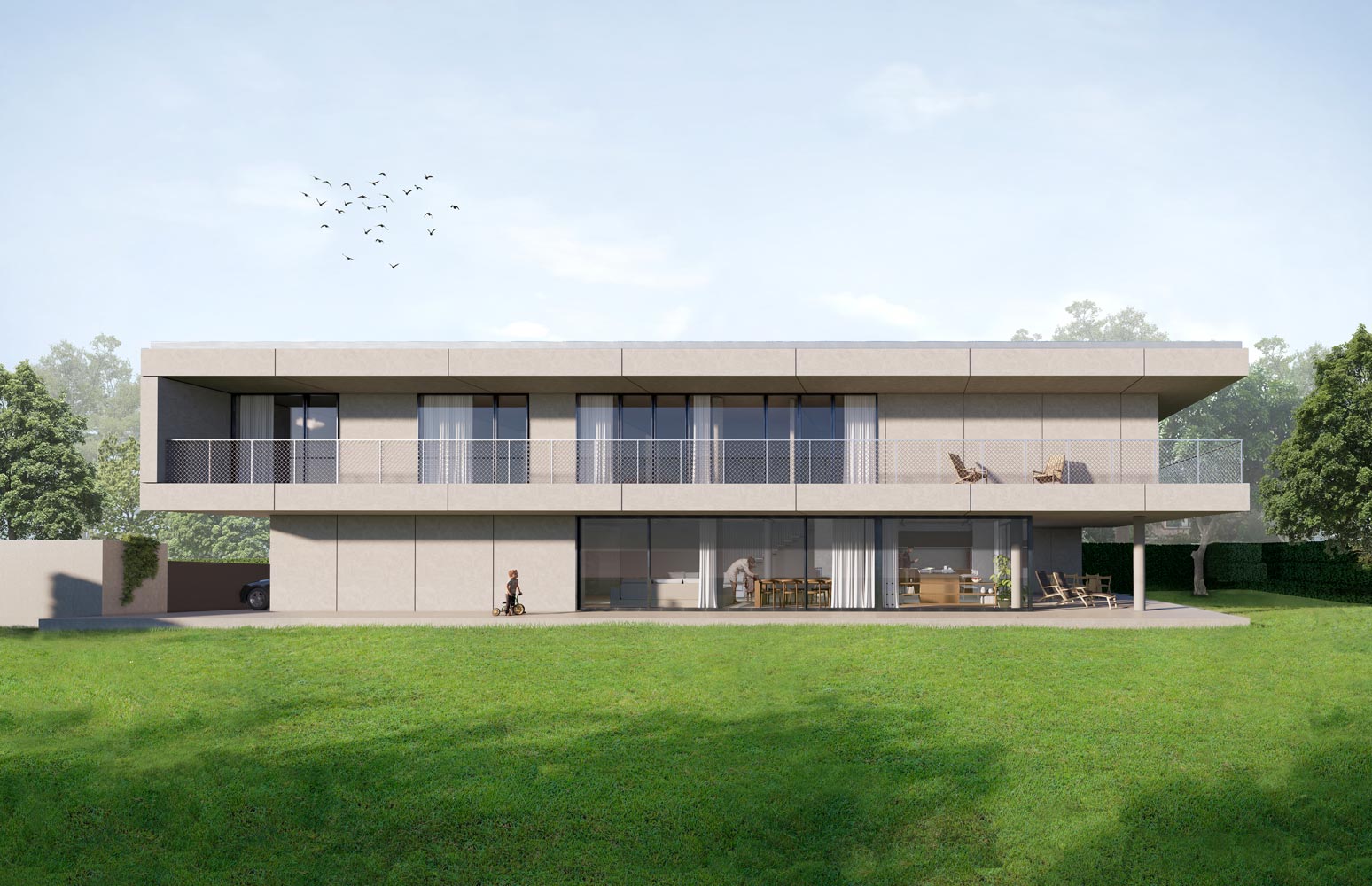 Vista esterna della Villa Razionalista in Via del Commissario a Padova